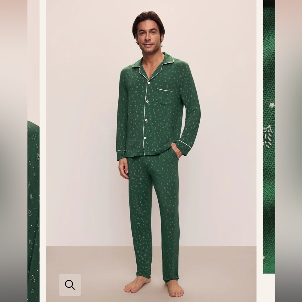 NWT EBERJEY William Printed TENCEL Modal Long PJ Set